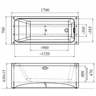 Акриловая ванна Aquanet Agata 347933 170x70 см